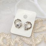 韓國製造-珍珠閃鑽圈圈耳環
