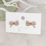 韓國製造-優雅氣質閃鑽蝴蝶結耳環