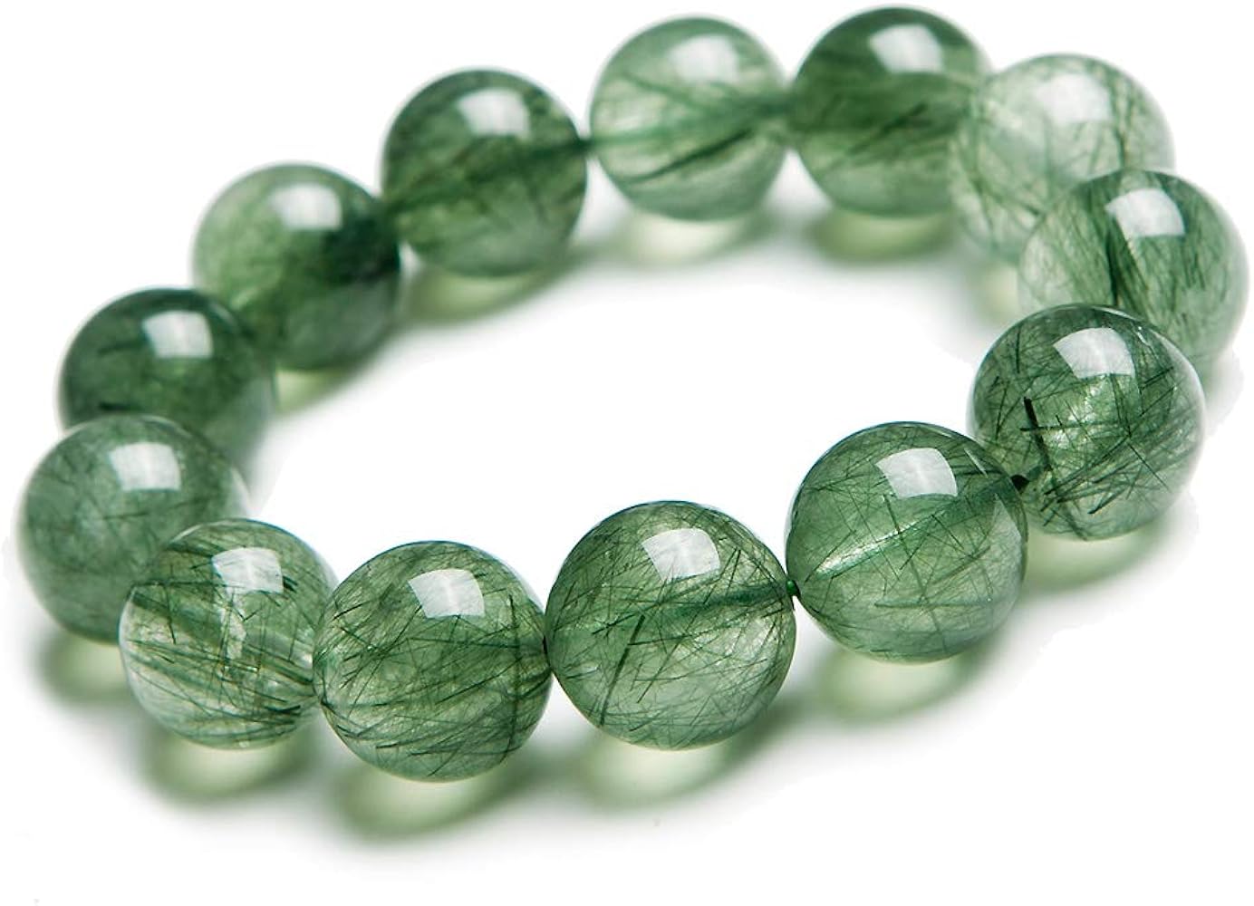 綠髮晶清透圓珠手鍊