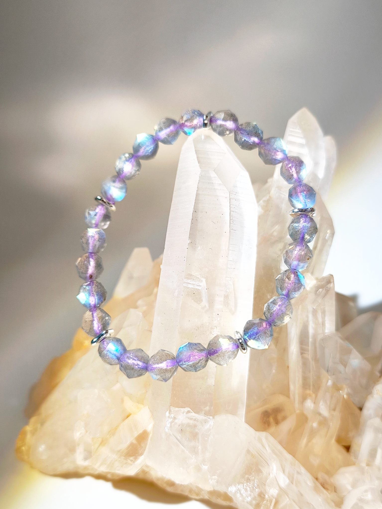 拉長石手鍊彩虹光暈效果