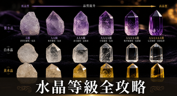 【2026水晶等級全攻略】AAA、5A、7A分類標準與真假辨別：水晶等級功效、左右手戴法、等級與禁忌