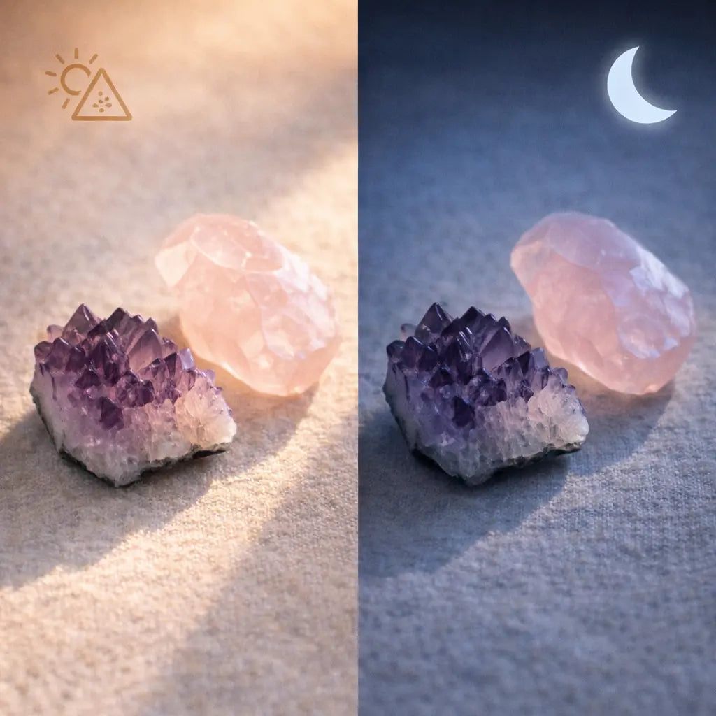 水晶褪色對比