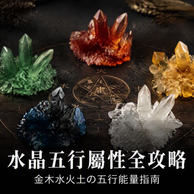 【水晶五行屬性全攻略】金木水火土嘅五行能量指南——水晶五行屬性功效、配戴方法與風水擺位